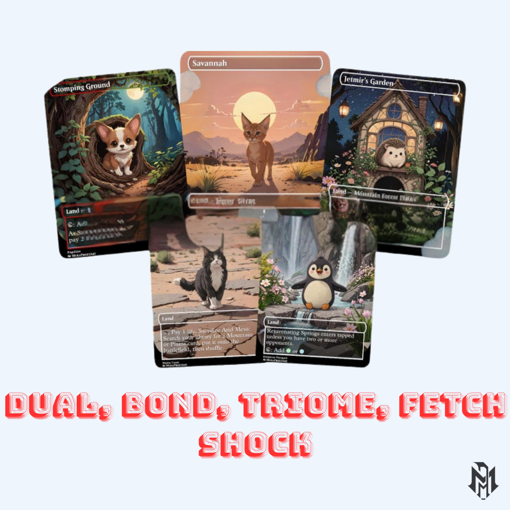 50 Land Bundle - Cute Proxy | Dual Bond Triome Fetch Shock | Custom Alter Full Art Card | Commander EDH | MuraProxyArt
