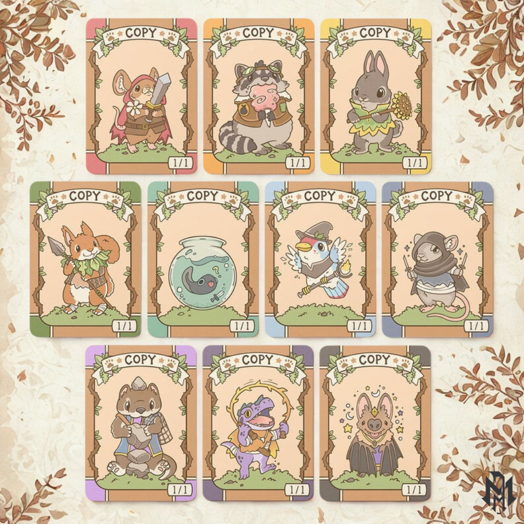Set of 10 Bloomburrow 1/1 Copy Tokens // Illustrated Cards for Magic the Gathering