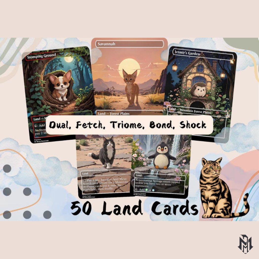 50 Land Bundle - Cute Proxy | Dual Bond Triome Fetch Shock | Custom Alter Full Art Card | Commander EDH | MuraProxyArt