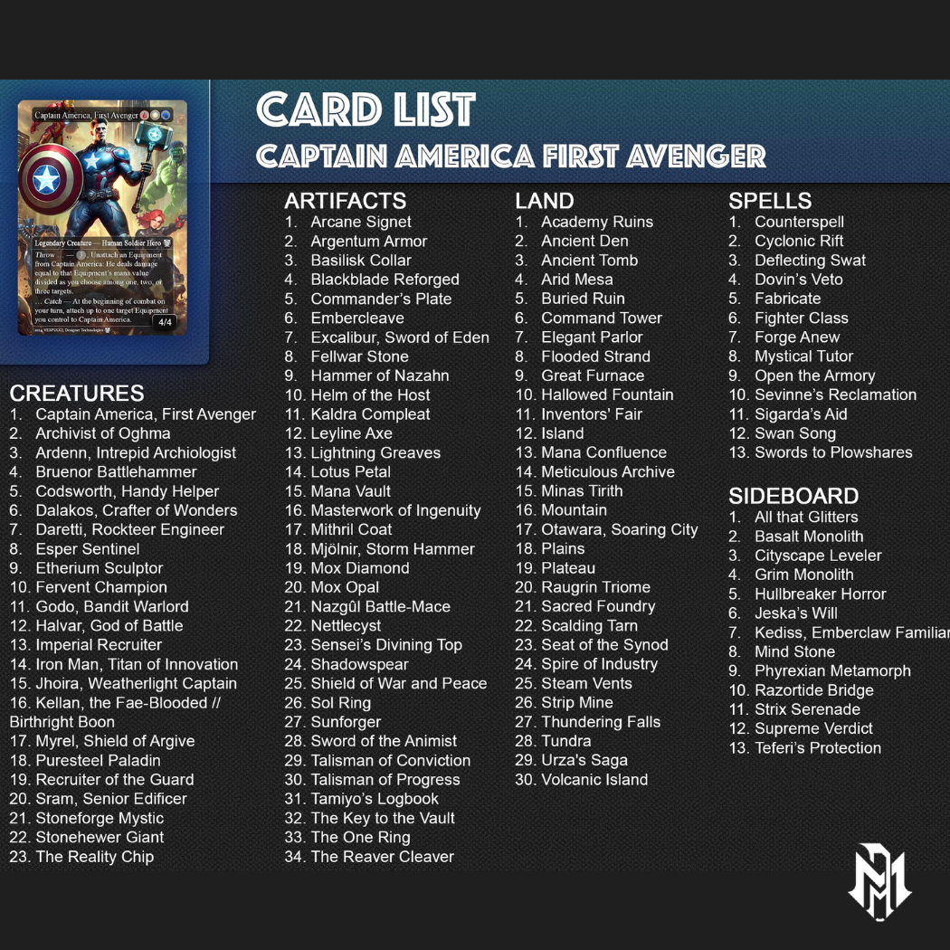 Marvel vs Mortal Kombat, Duel Decks, 2 EDH Decks, Kenrith the Returned King vs Captain America EDH Deck, 216 Total Proxy Cards