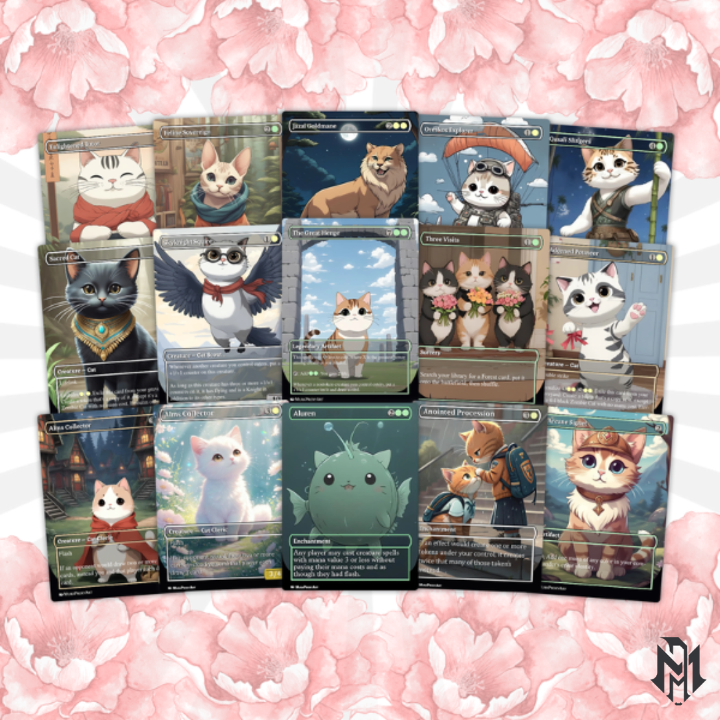 Arahbo Cat Tribal Proxy Commander Deck, 100 Cards + 14 Free Tokens | Cute Custom Full Art | MuraProxyArt