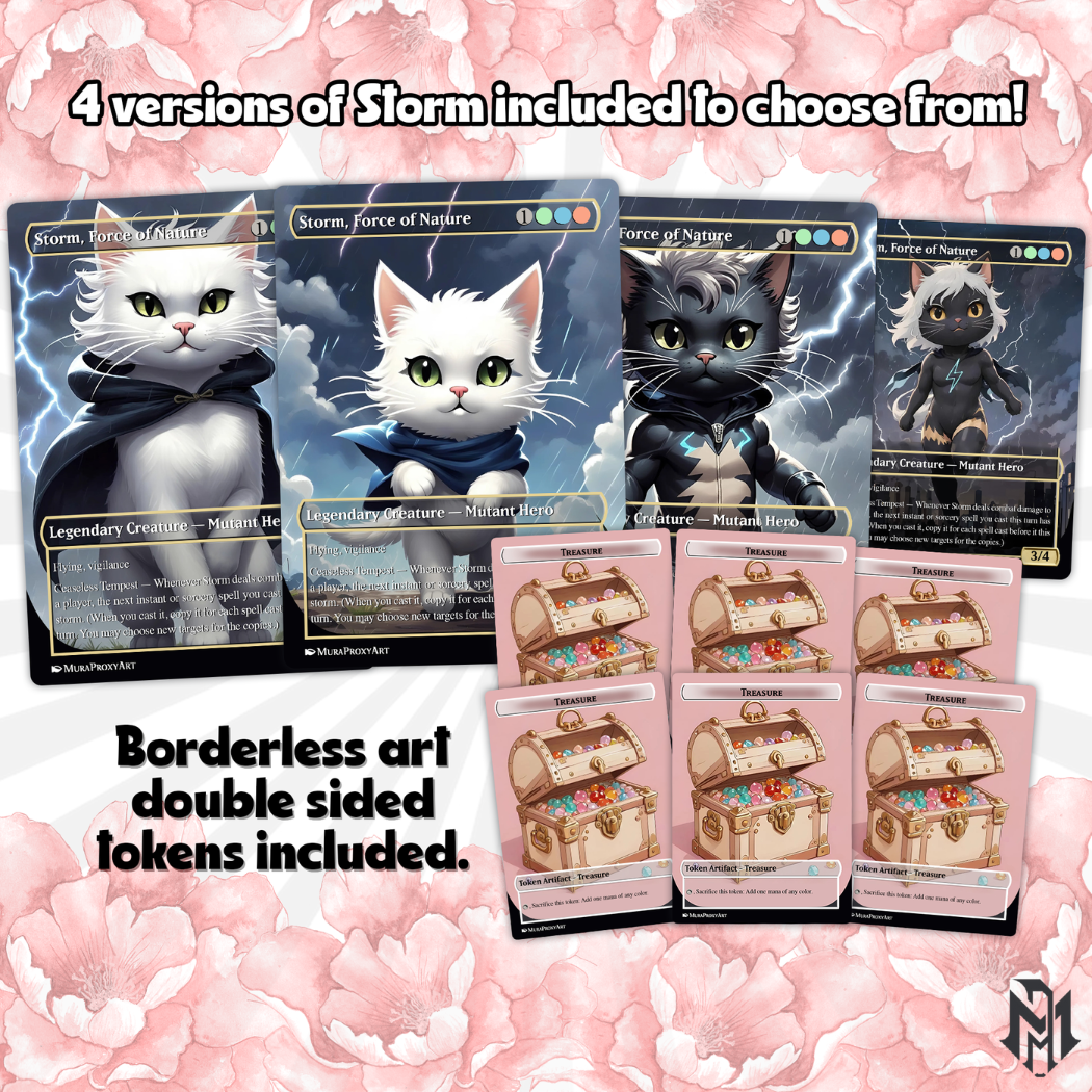 Storm, Force of Nature Proxy Commander Deck, 100 Cards + 8 Free Tokens | Cute Custom Full Art | MuraProxyArt
