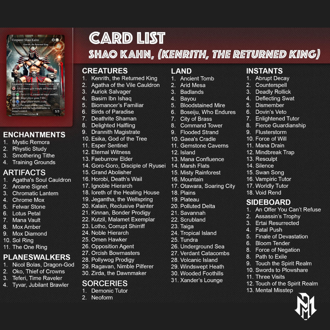 Marvel vs Mortal Kombat, Duel Decks, 2 EDH Decks, Kenrith the Returned King vs Captain America EDH Deck, 216 Total Proxy Cards