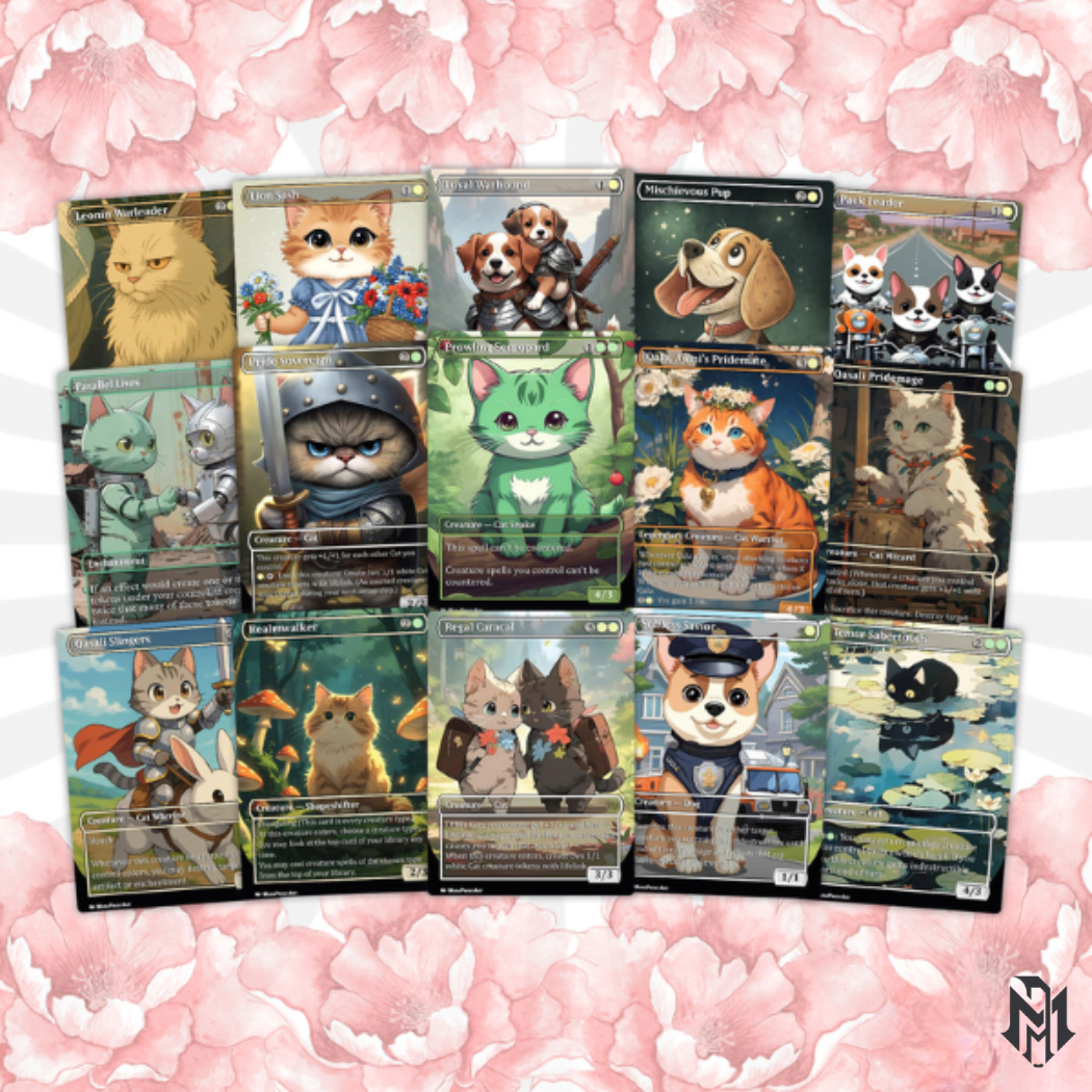 Rin and Sri Cat Dog Proxy Commander EDH Deck, 100 Cards + 8 Free Tokens | Cute Custom Full Art | MuraProxyArt