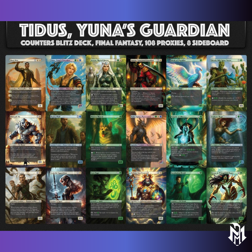 Tidus, Yuna's Guardian, Combo Blitz Counters Deck, Custom EDH Deck, Custom FF Deck, Counters Combo Deck, 108 Proxy cards