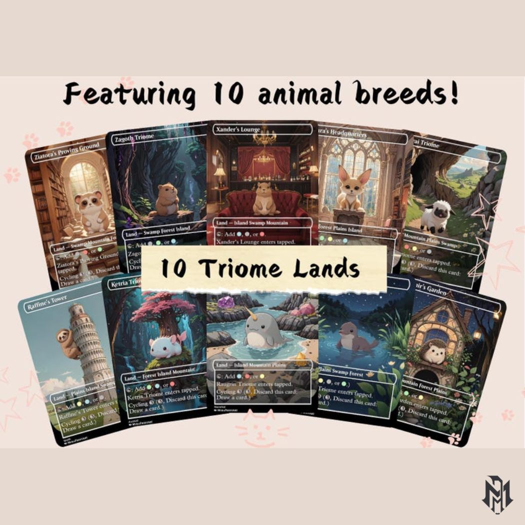 50 Land Bundle - Cute Proxy | Dual Bond Triome Fetch Shock | Custom Alter Full Art Card | Commander EDH | MuraProxyArt