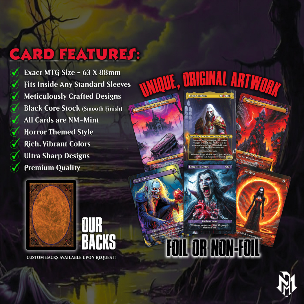 Vampire Commander Deck - Edgar Markov High Quality MTG Proxies for EDH, Full 100 Card Ready to Play Deck with Custom Art + Bonus