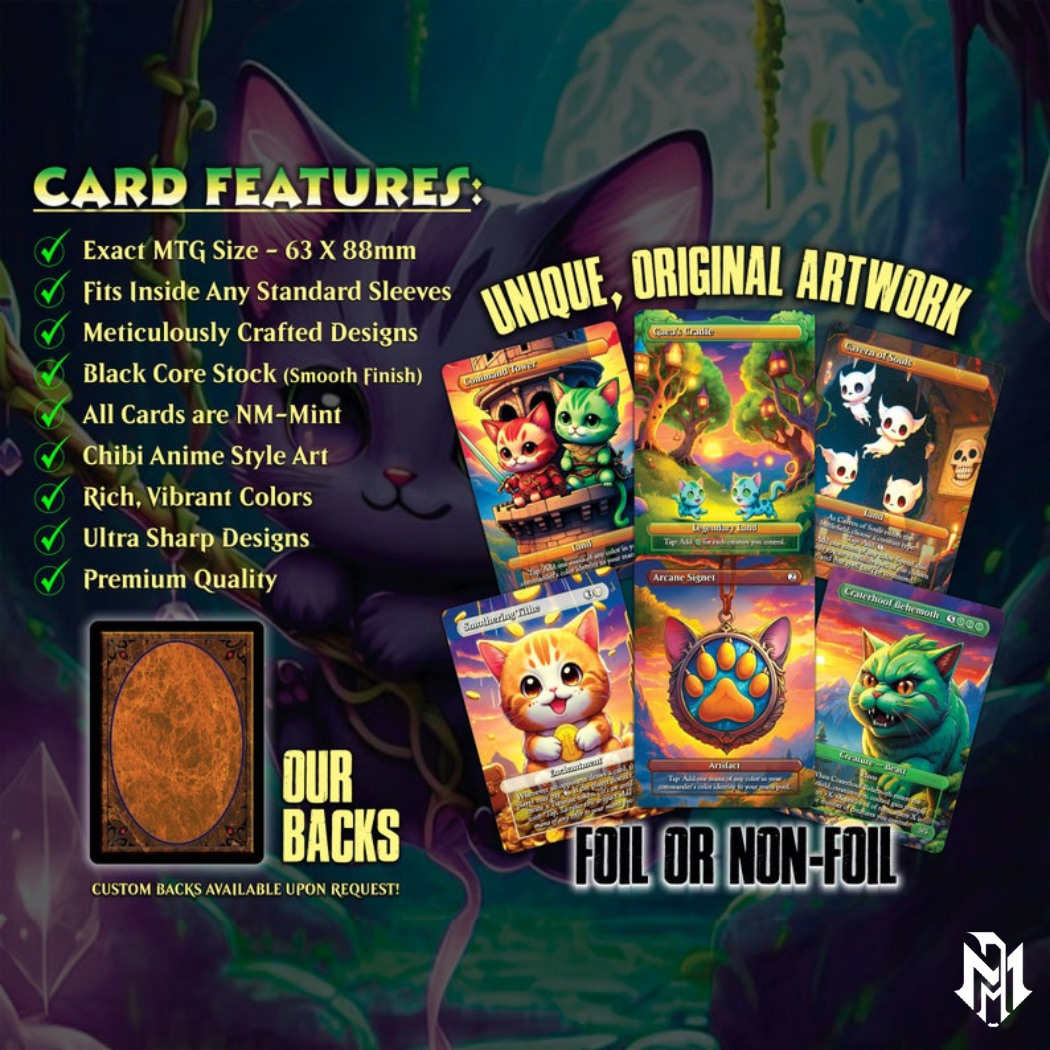 Cat Commander Tribal Deck, High Quality MTG Proxies for Commander EDH, Arahbo, Roar or the World Full 100 Card Deck with Custom Art + Bonus