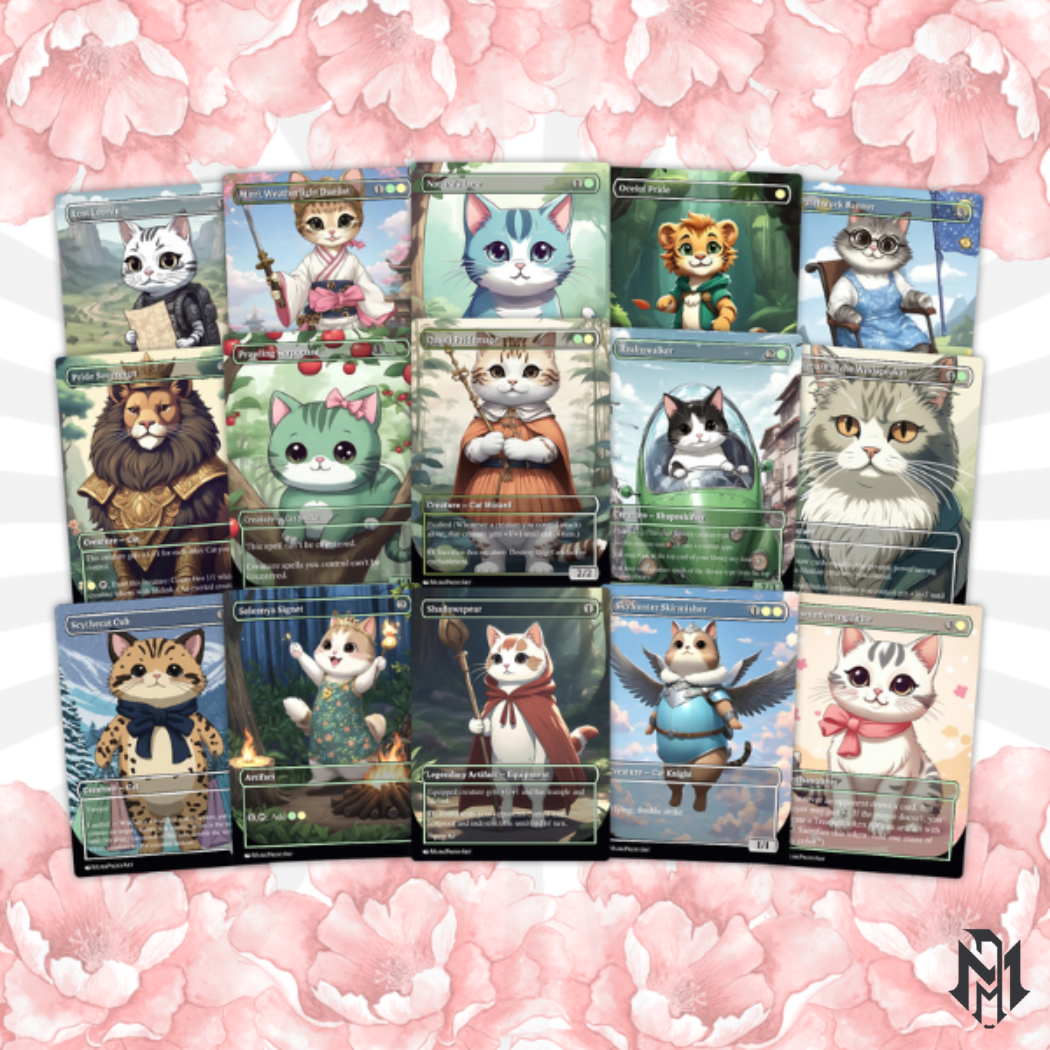 Arahbo Cat Tribal Proxy Commander Deck, 100 Cards + 14 Free Tokens | Cute Custom Full Art | MuraProxyArt