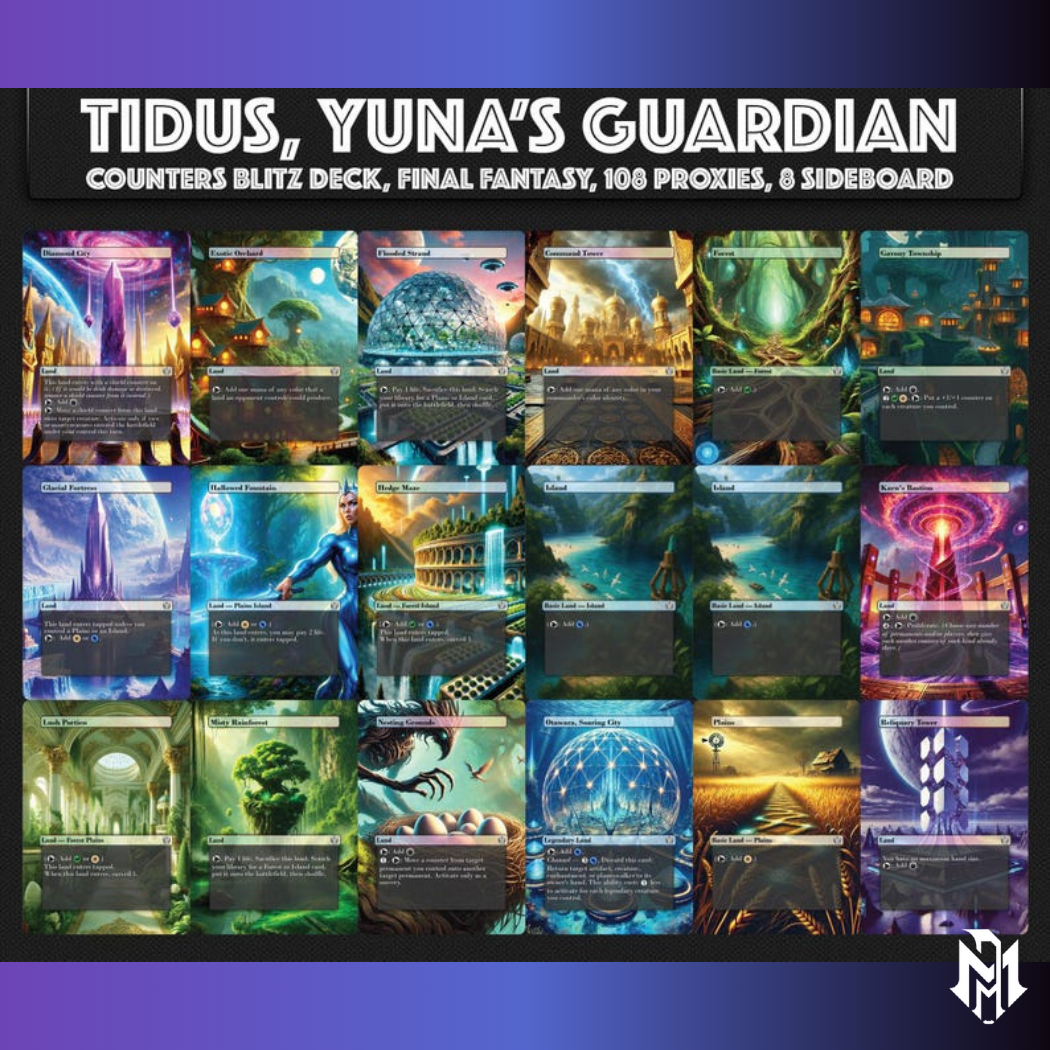 Tidus, Yuna's Guardian, Combo Blitz Counters Deck, Custom EDH Deck, Custom FF Deck, Counters Combo Deck, 108 Proxy cards