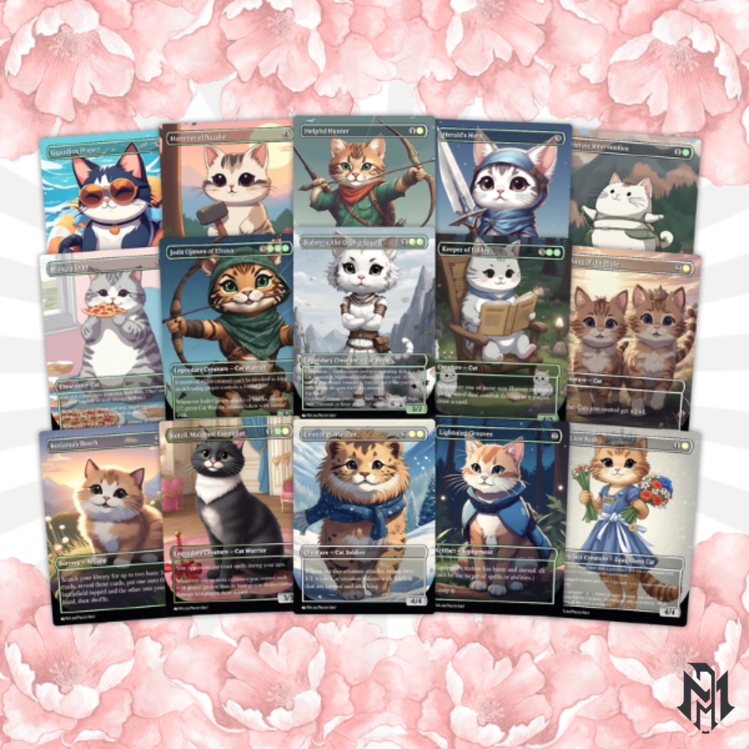 Arahbo Cat Tribal Proxy Commander Deck, 100 Cards + 14 Free Tokens | Cute Custom Full Art | MuraProxyArt