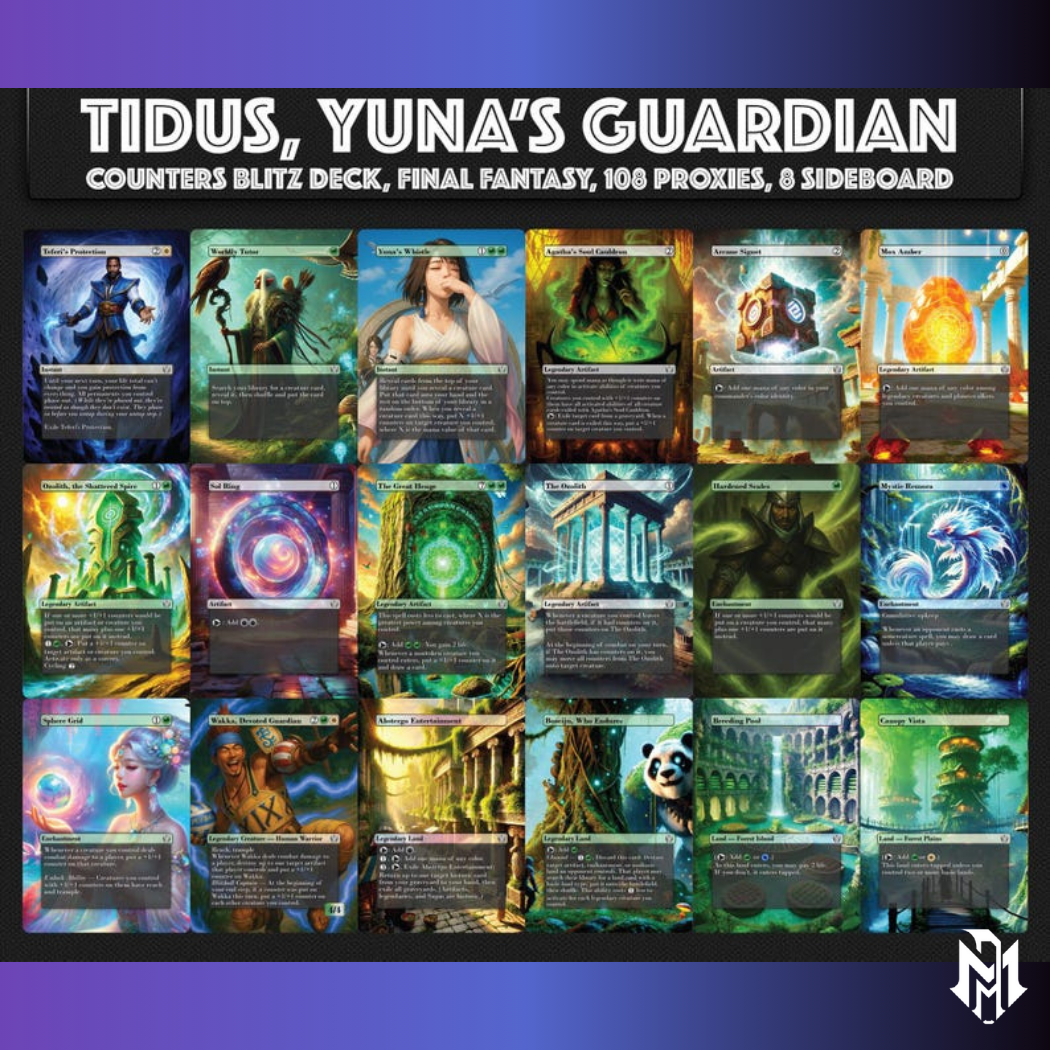 Tidus, Yuna's Guardian, Combo Blitz Counters Deck, Custom EDH Deck, Custom FF Deck, Counters Combo Deck, 108 Proxy cards