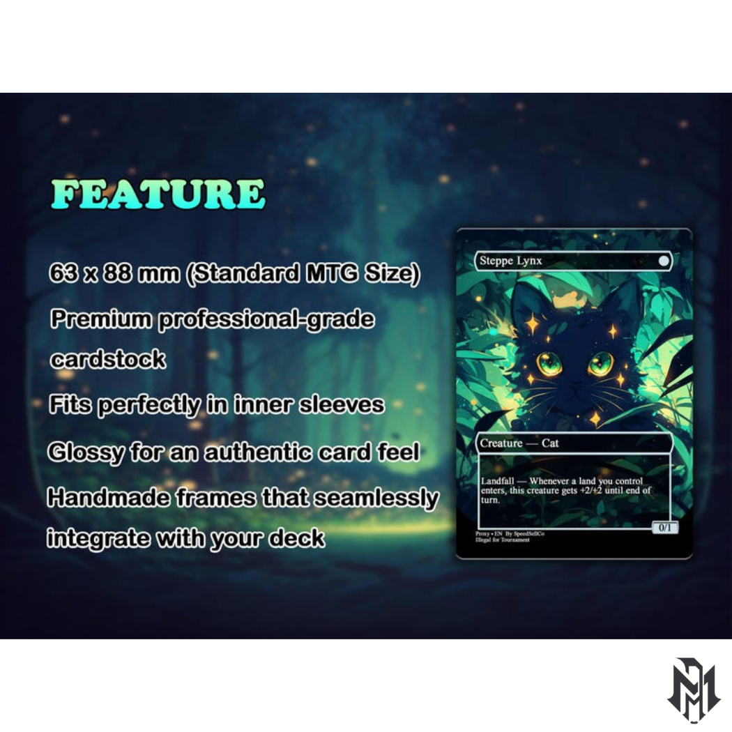 Arahbo Cat Tribal EDH Proxy Deck | Anime Custom Art, Foil Options, Budget MTG Commander Deck + 9 Chibi Tokens