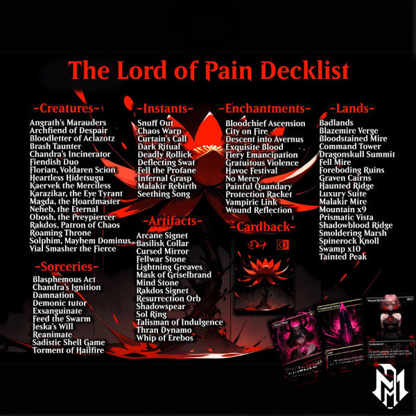 Burn Commander Deck The Lord of Pain Complete EDH Deck Proxy Deck