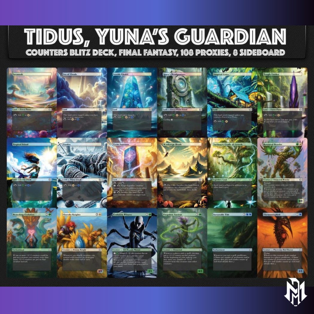 Tidus, Yuna's Guardian, Combo Blitz Counters Deck, Custom EDH Deck, Custom FF Deck, Counters Combo Deck, 108 Proxy cards