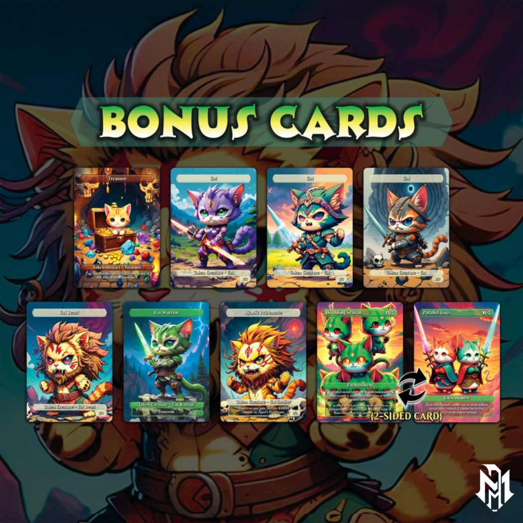 Cat Commander Tribal Deck, High Quality MTG Proxies for Commander EDH, Arahbo, Roar or the World Full 100 Card Deck with Custom Art + Bonus