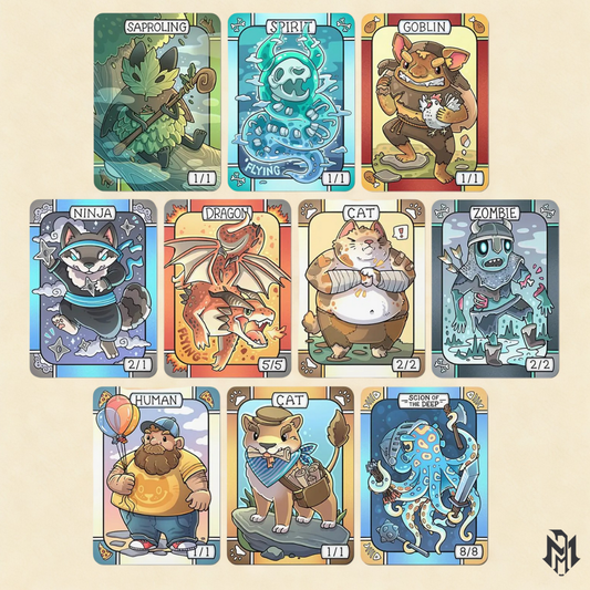 Set of 10 Foundations Tokens // Illustrated Cards for Magic the Gathering