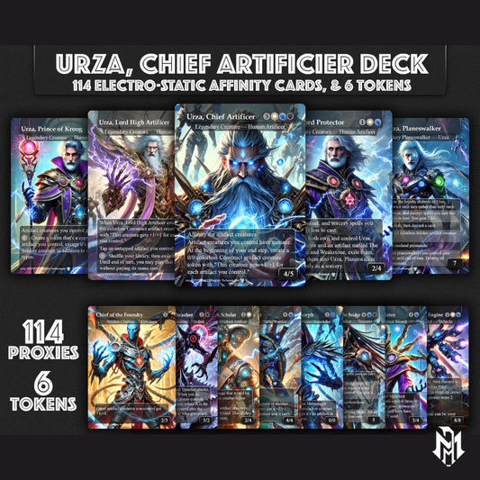 FLASH SALE** Urza, Chief Artificer Affinity Deck, 120 Cards, 14 Sideboard, 6 Tokens Includes All Main Urza's, Shorikai, Artifacts, Custom