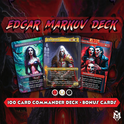 Vampire Commander Deck - Edgar Markov High Quality MTG Proxies for EDH, Full 100 Card Ready to Play Deck with Custom Art + Bonus