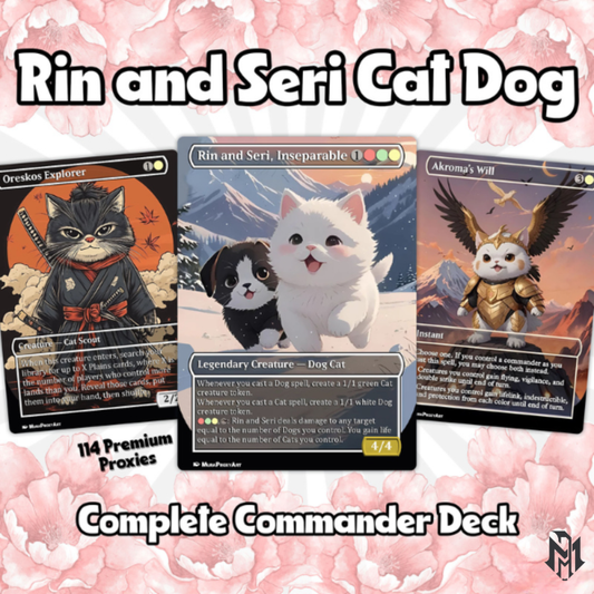 Rin and Sri Cat Dog Proxy Commander EDH Deck, 100 Cards + 8 Free Tokens | Cute Custom Full Art | MuraProxyArt