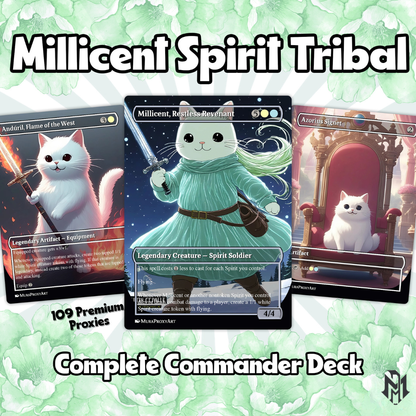 Millicent Spirit Tribal Proxy Commander Deck, 100 Cards + 6 Free Tokens | Cute Custom Full Art | MuraProxyArt