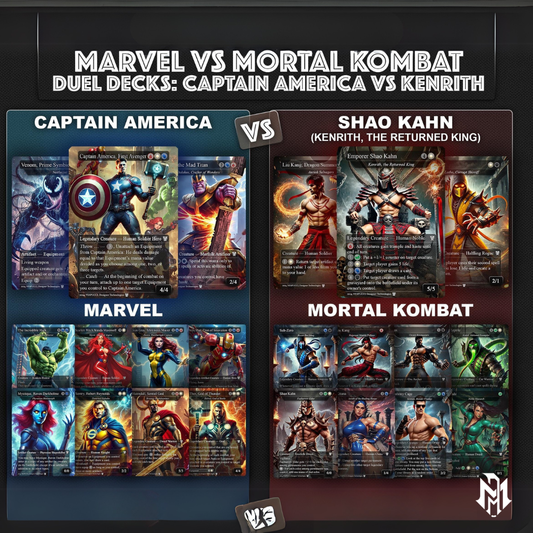 Marvel vs Mortal Kombat, Duel Decks, 2 EDH Decks, Kenrith the Returned King vs Captain America EDH Deck, 216 Total Proxy Cards