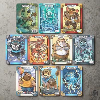 Set of 10 Foundations Tokens // Illustrated Cards for Magic the Gathering