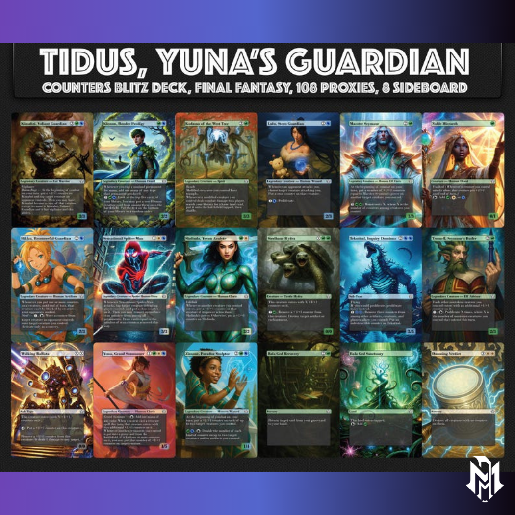 Tidus, Yuna's Guardian, Combo Blitz Counters Deck, Custom EDH Deck, Custom FF Deck, Counters Combo Deck, 108 Proxy cards