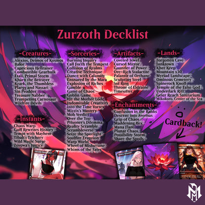 Chaos Commander Deck Zurzoth Custom MTG Cards Premium Proxy Cards Complete EDH Deck Premium Quality